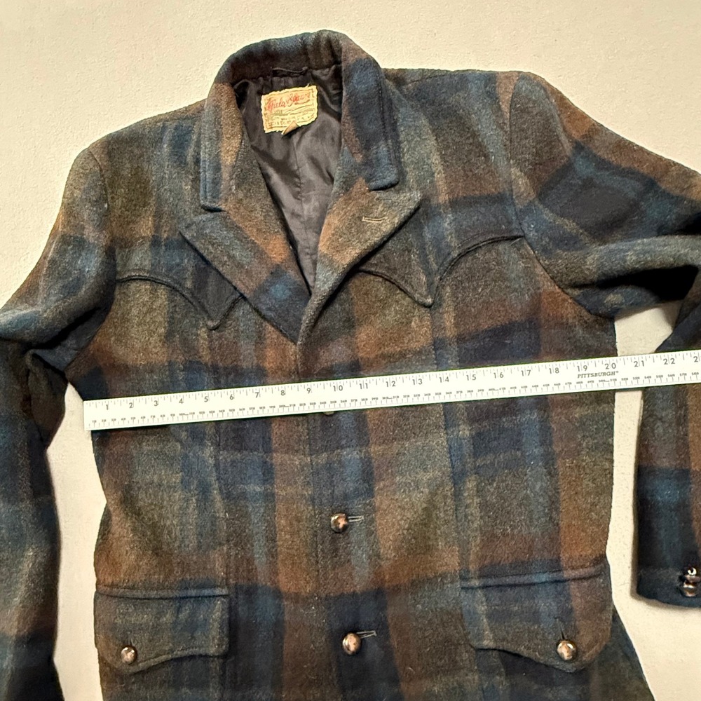 Vintage 50s Field & Stream Wool Plaid Western Ranchwear Blazer Jacket Men 40L - Picture 4 of 15